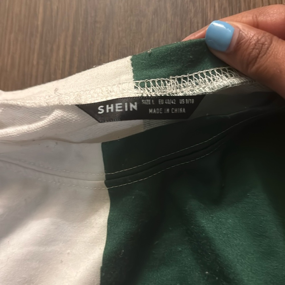 SHEIN Forest Green and Ivory Blouse